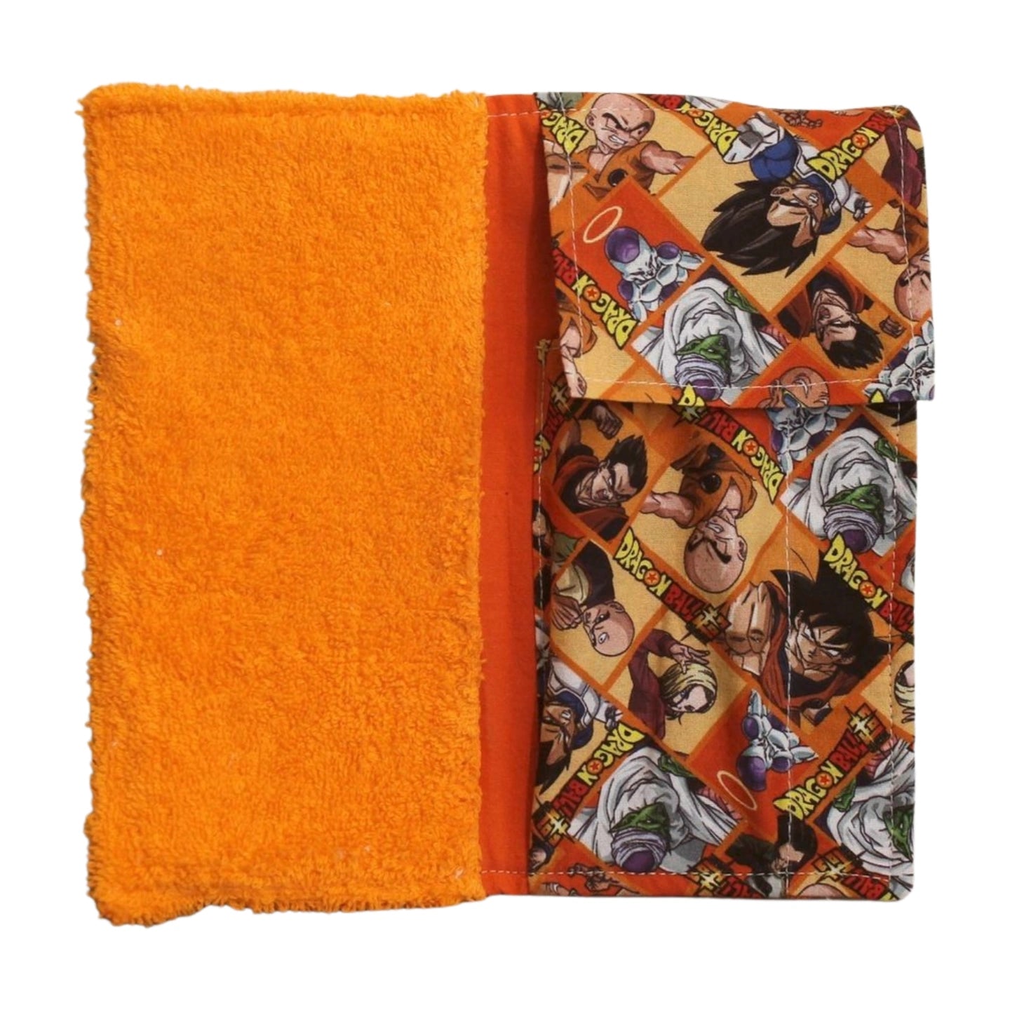 Interior completo del kit dental infantil Dragon Ball con toalla naranja, ideal para el cole o actividades extraescolares.Interior completo del kit dental infantil Dragon Ball con toalla naranja, ideal para el cole o actividades extraescolares. [variant: Naranja]